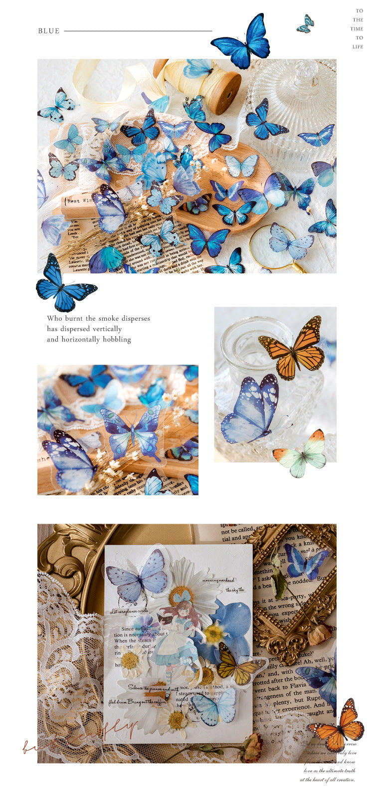 3.Butterfly Nature Book Series Retro Literary Handbook Diary DIY Decorative Stickers