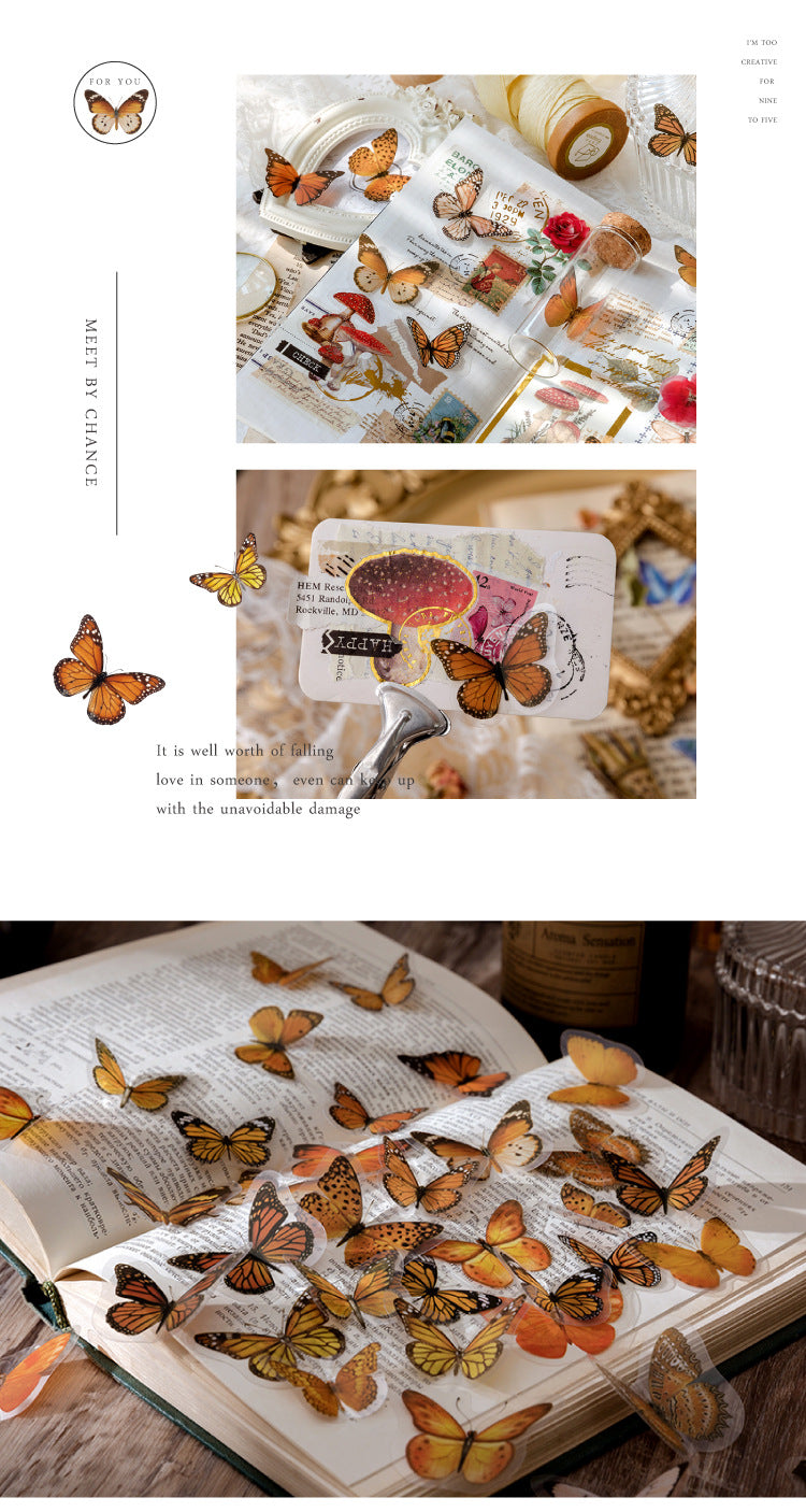 3.Butterfly Nature Book Series Retro Literary Handbook Diary DIY Decorative Stickers