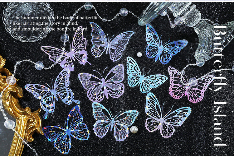 4.Butterfly Island Series Light Retro Handbook Gu Card DIY Material Decoration Stickers