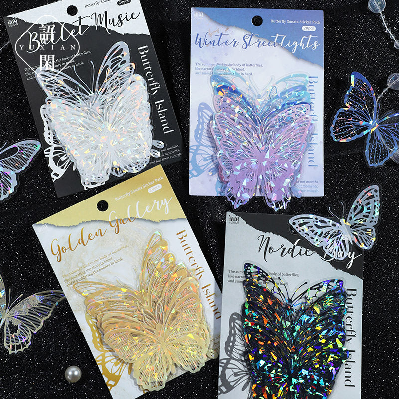 4.Butterfly Island Series Light Retro Handbook Gu Card DIY Material Decoration Stickers