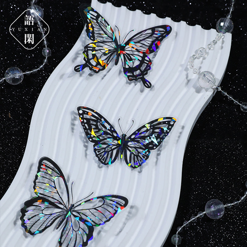 4.Butterfly Island Series Light Retro Handbook Gu Card DIY Material Decoration Stickers