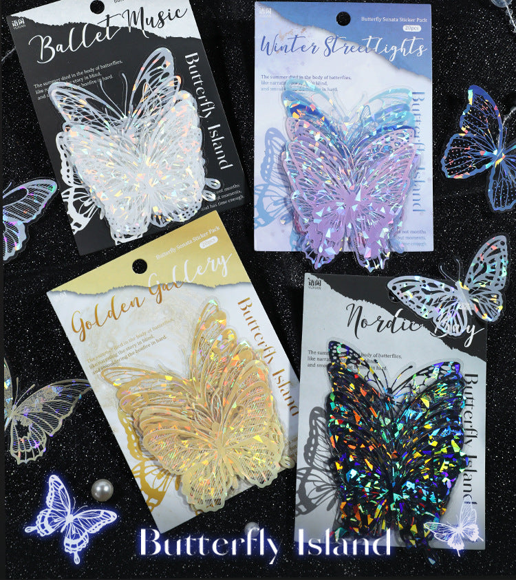 4.Butterfly Island Series Light Retro Handbook Gu Card DIY Material Decoration Stickers